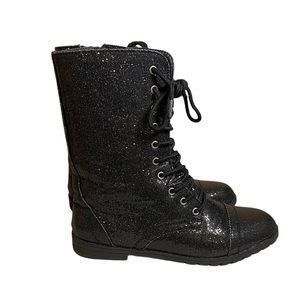 balera Glitter Black Combat Boots